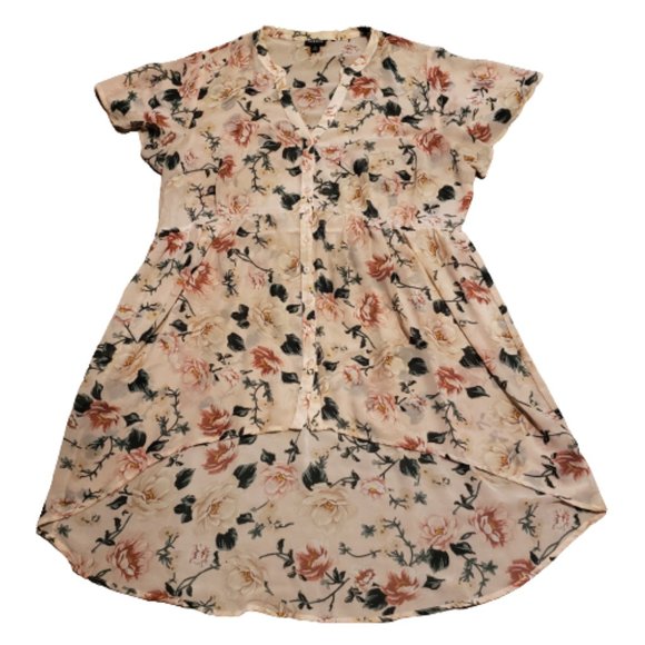 Torrid Floral Button Up Shirt Pink Green Women's 1 Lightweight Breathable Summer - Picture 1 of 9